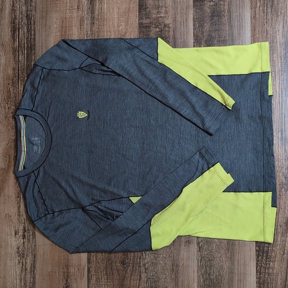 Smartwool Merino Sport Long-Sleeve Crew Size Large In Gray & Fluorescent Green - Picture 1 of 10
